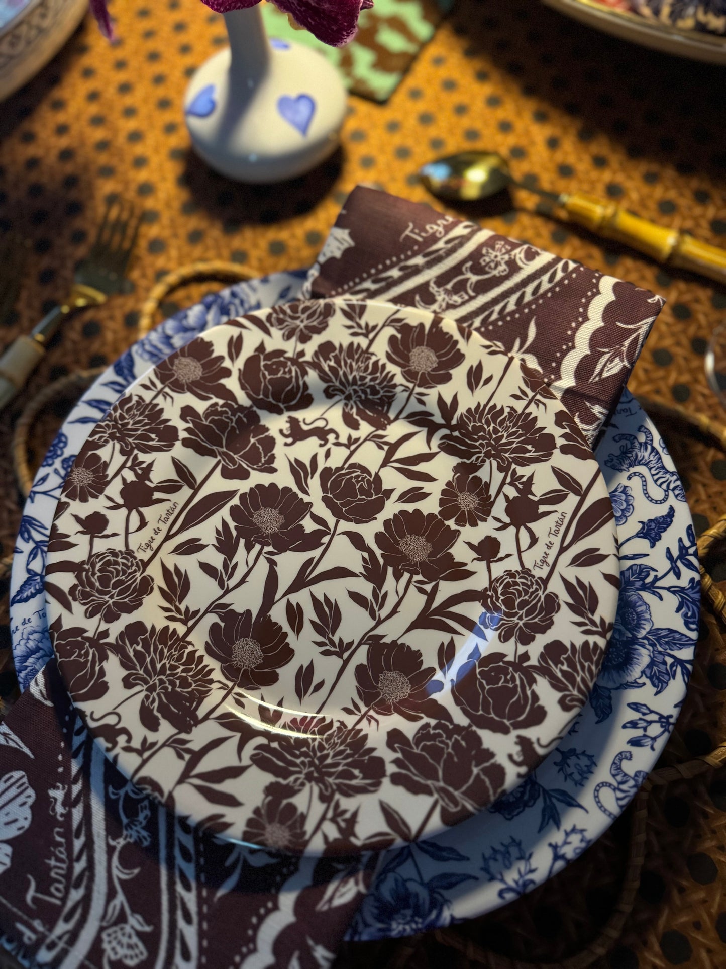 8” Melamine Salad / Dessert Plate, ITALIAN PEONY, Set of 6