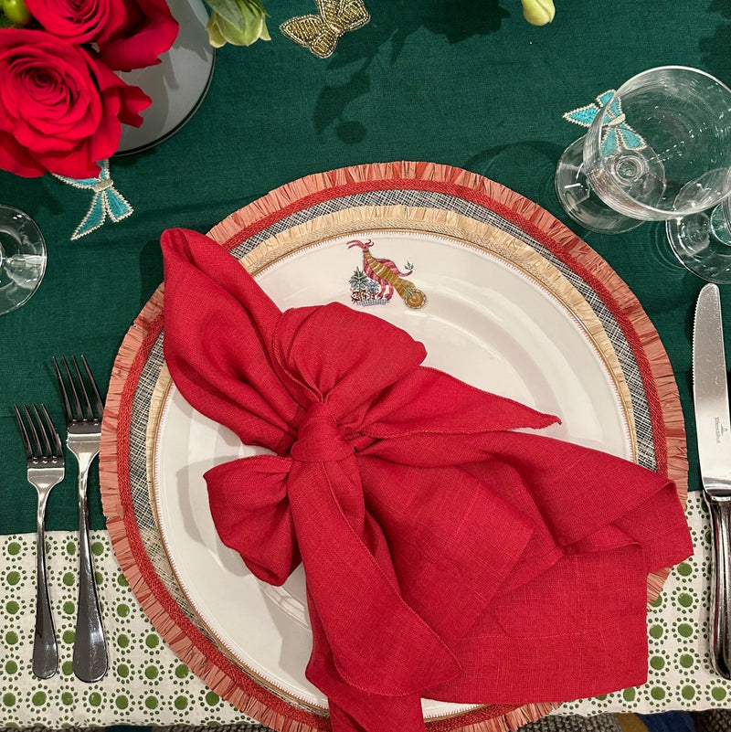 Dot print tablecloth, green