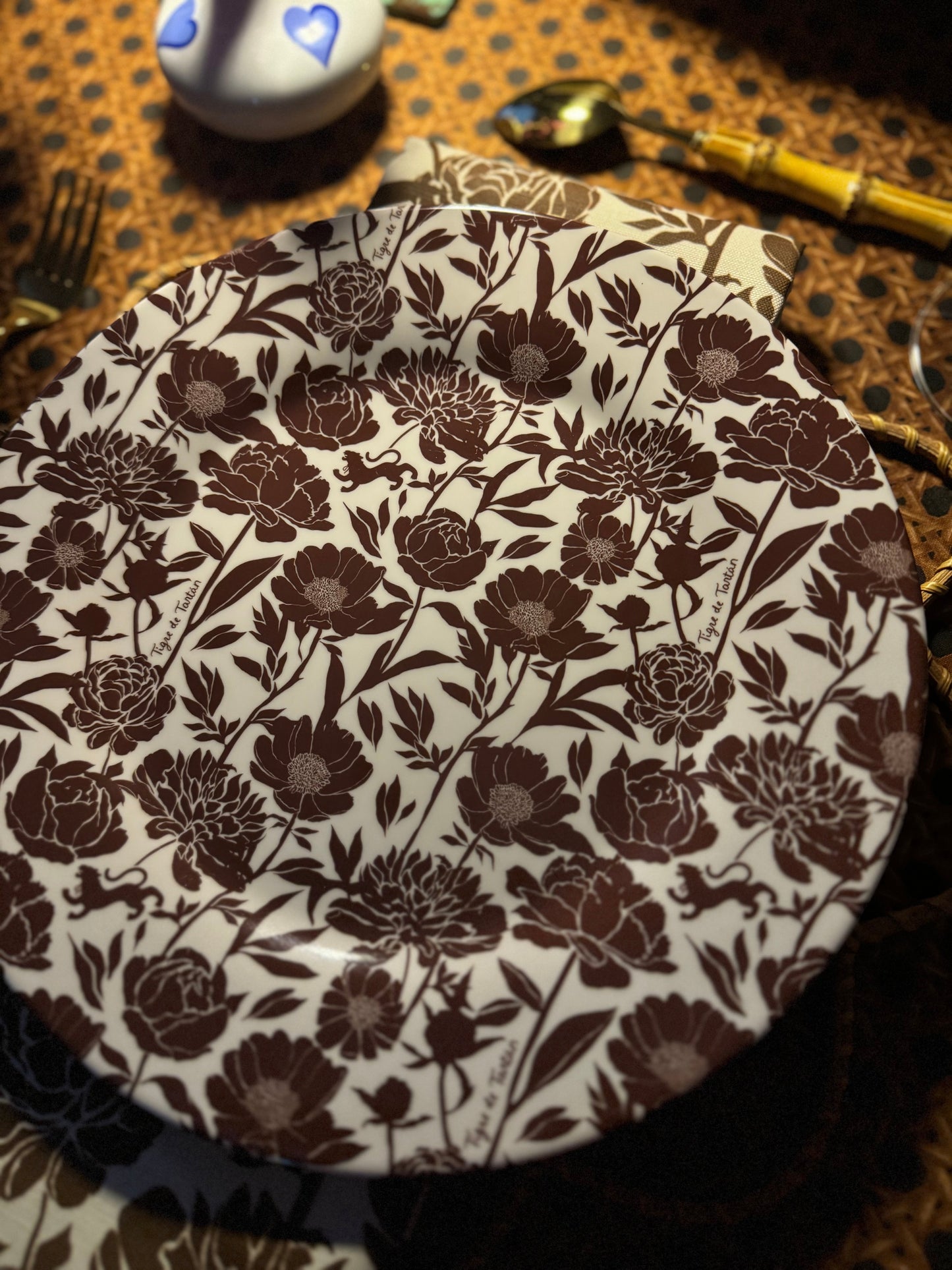 8” Melamine Salad / Dessert Plate, ITALIAN PEONY, Set of 6