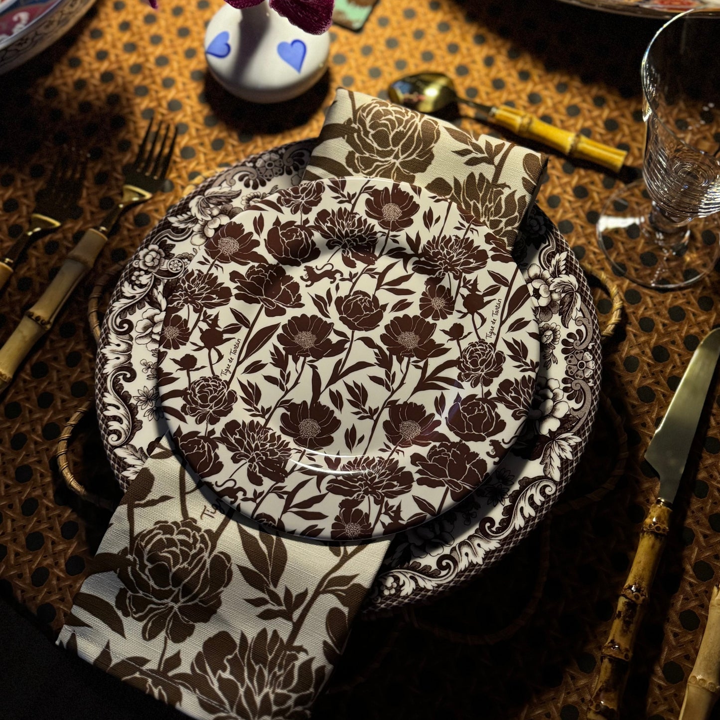 8” Melamine Salad / Dessert Plate, ITALIAN PEONY, Set of 6