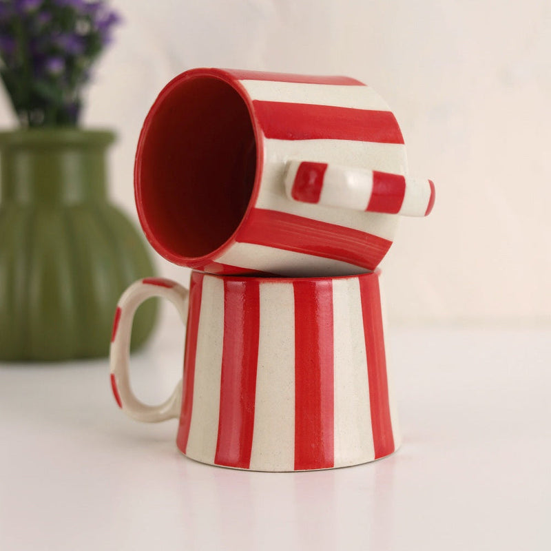 Ceramic Red Stripe  Coffee Cup- 220ml
