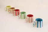 Ceramic Green Stripe Coffee Cup- 220ml