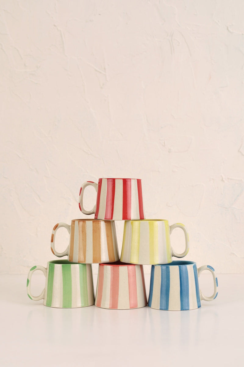 Ceramic Green Stripe Coffee Cup- 220ml