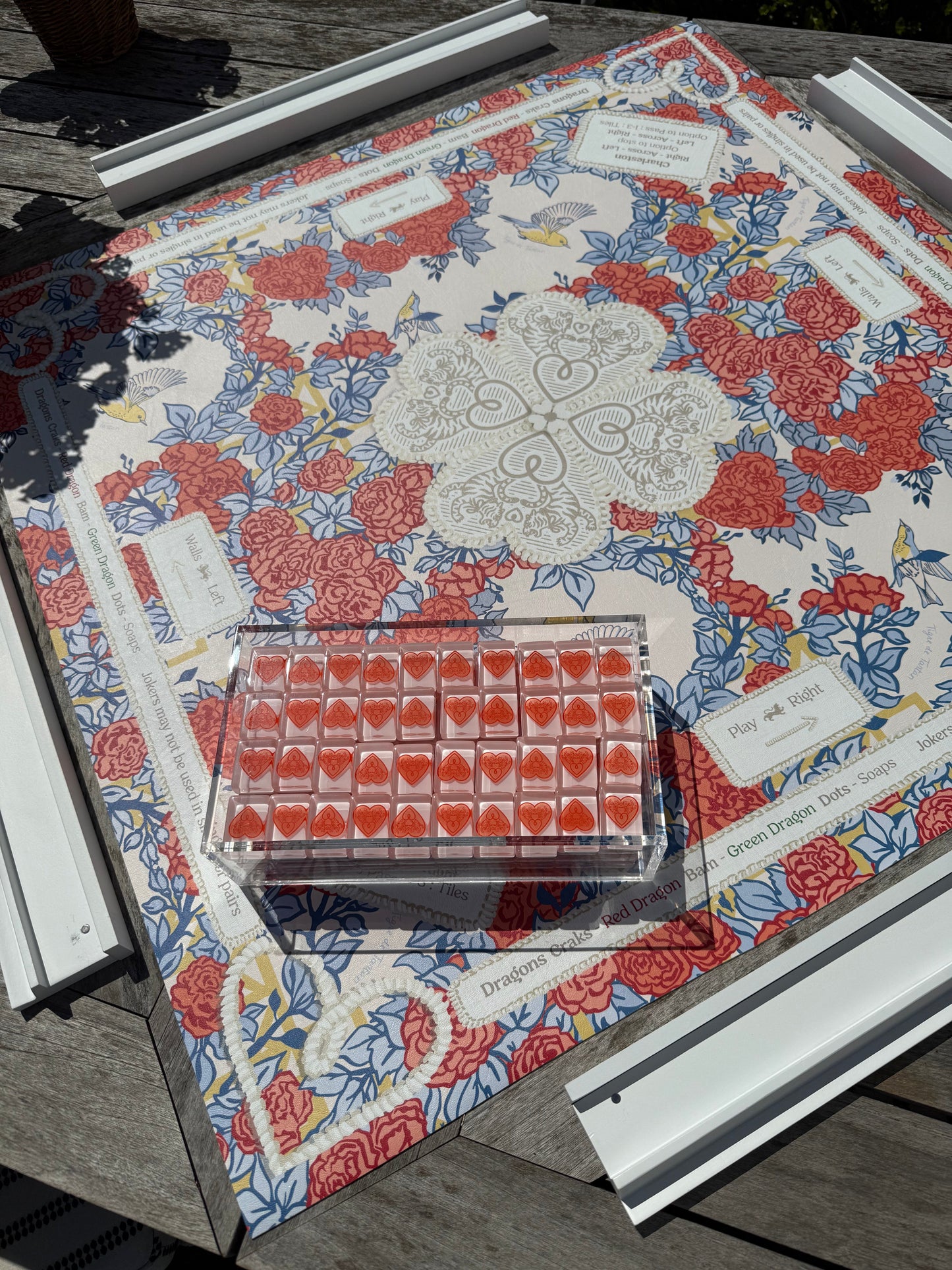 Roomy Nappa Leather Clutch, POP ART ROSES