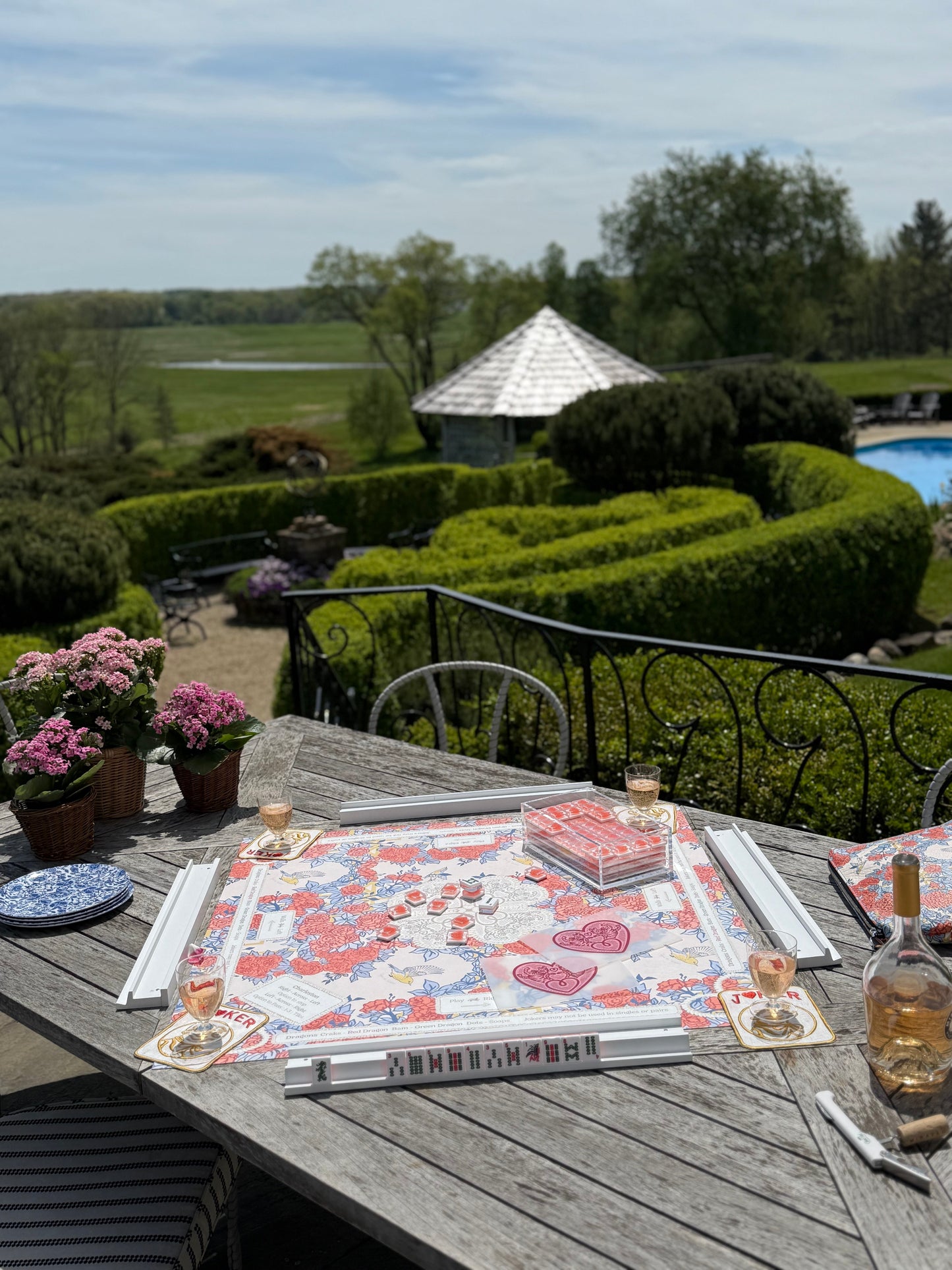 Roomy Nappa Leather Clutch, POP ART ROSES