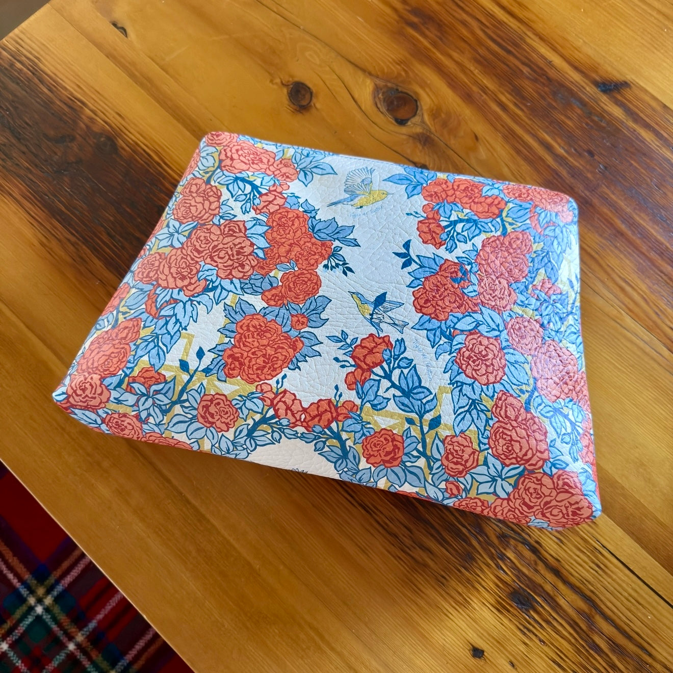 Roomy Nappa Leather Clutch, POP ART ROSES