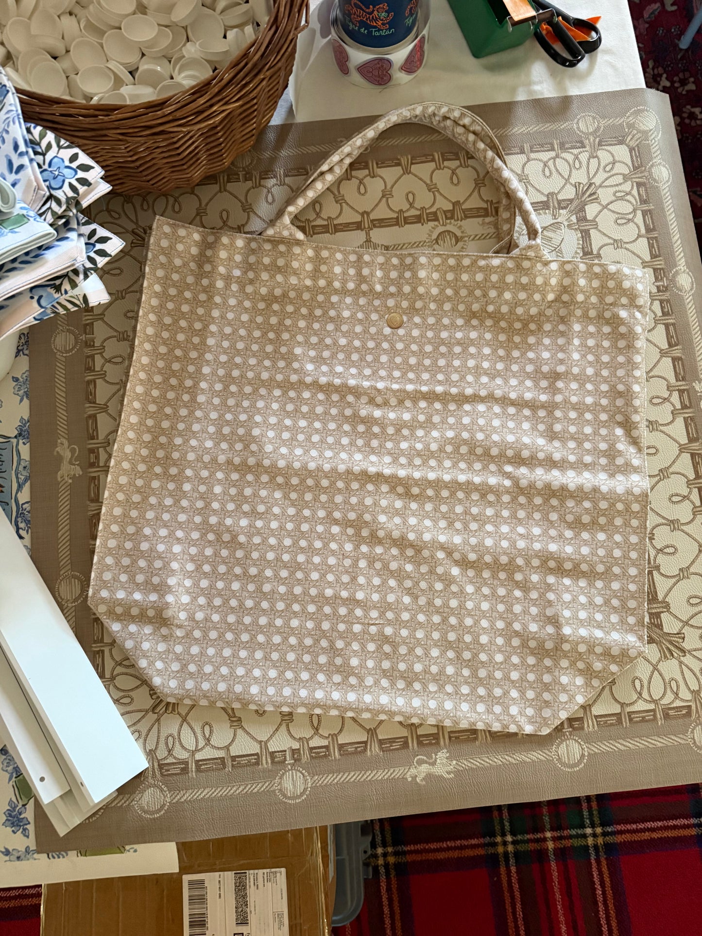 Jumbo Slouchy Denim Tote, CANNAGE BLONDE