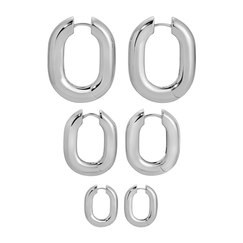 Erin Fader Jewelry - Icon Oval Hoops - Silver Medium