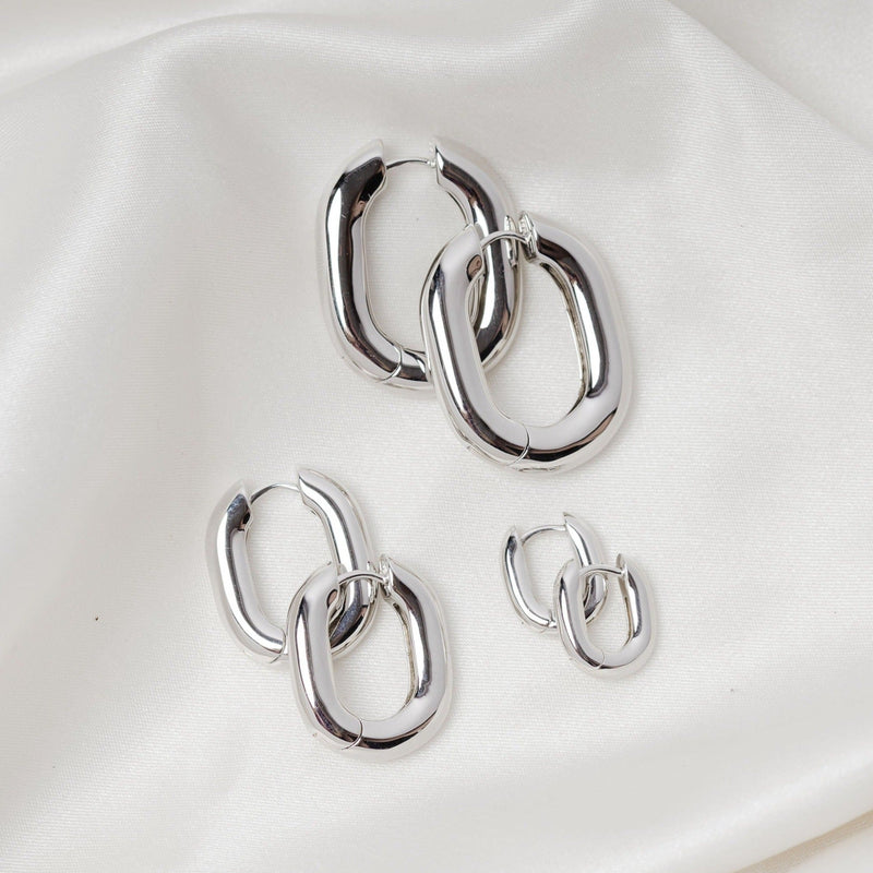 Erin Fader Jewelry - Icon Oval Hoops - Silver Medium