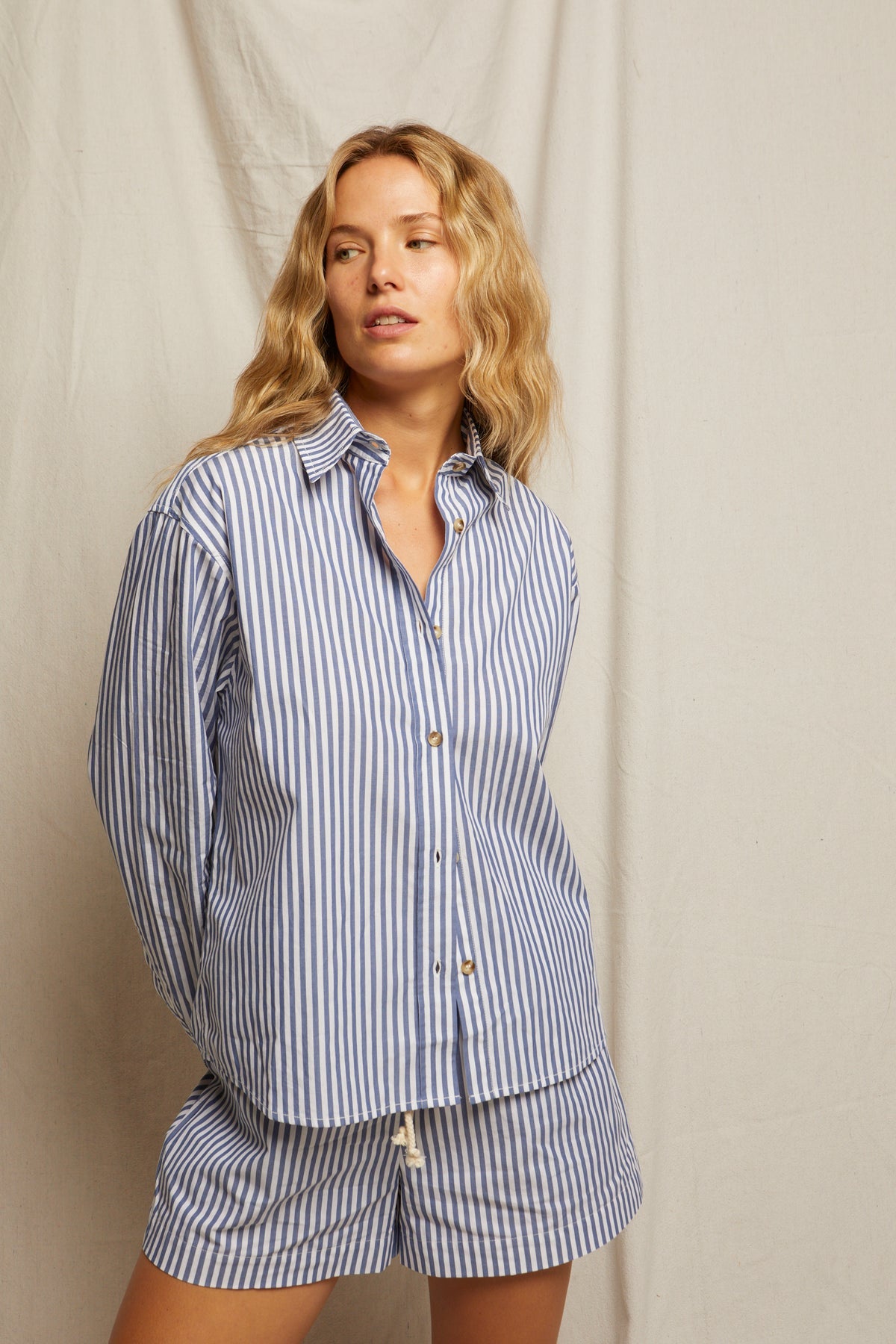 PerfectWhiteTee - James Poplin Button Down - Chambray Stripe