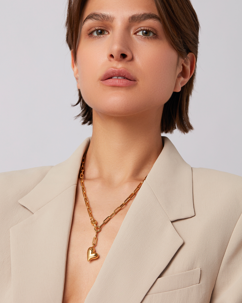 Jenny Bird - Puffy Heart Necklace - Gold