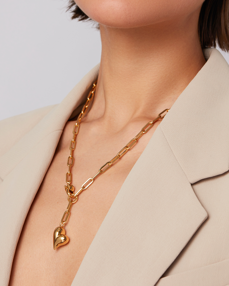 Jenny Bird - Puffy Heart Necklace - Gold