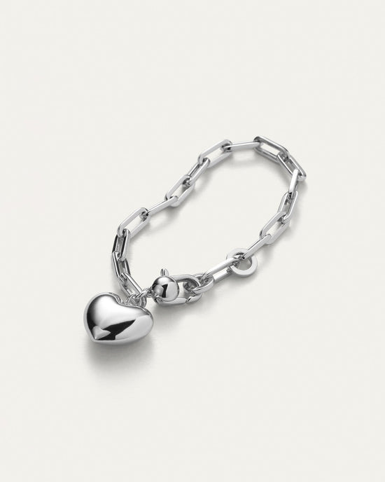 Jenny Bird - Puffy Heart Bracelet - High Polish Silver