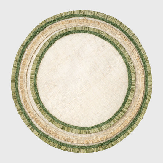 Ruffle Edge Straw Placemats - Set of Four - Green