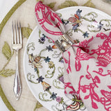 Garden print napkin, pink, set of two