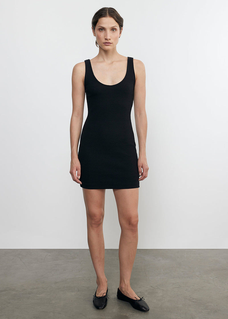 Jacquard Tank Mini Dress in Black