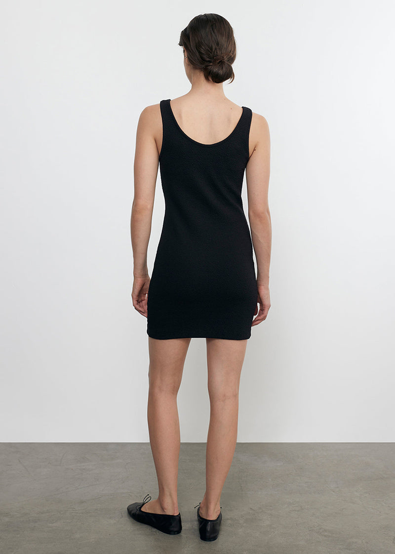 Jacquard Tank Mini Dress in Black, view 3