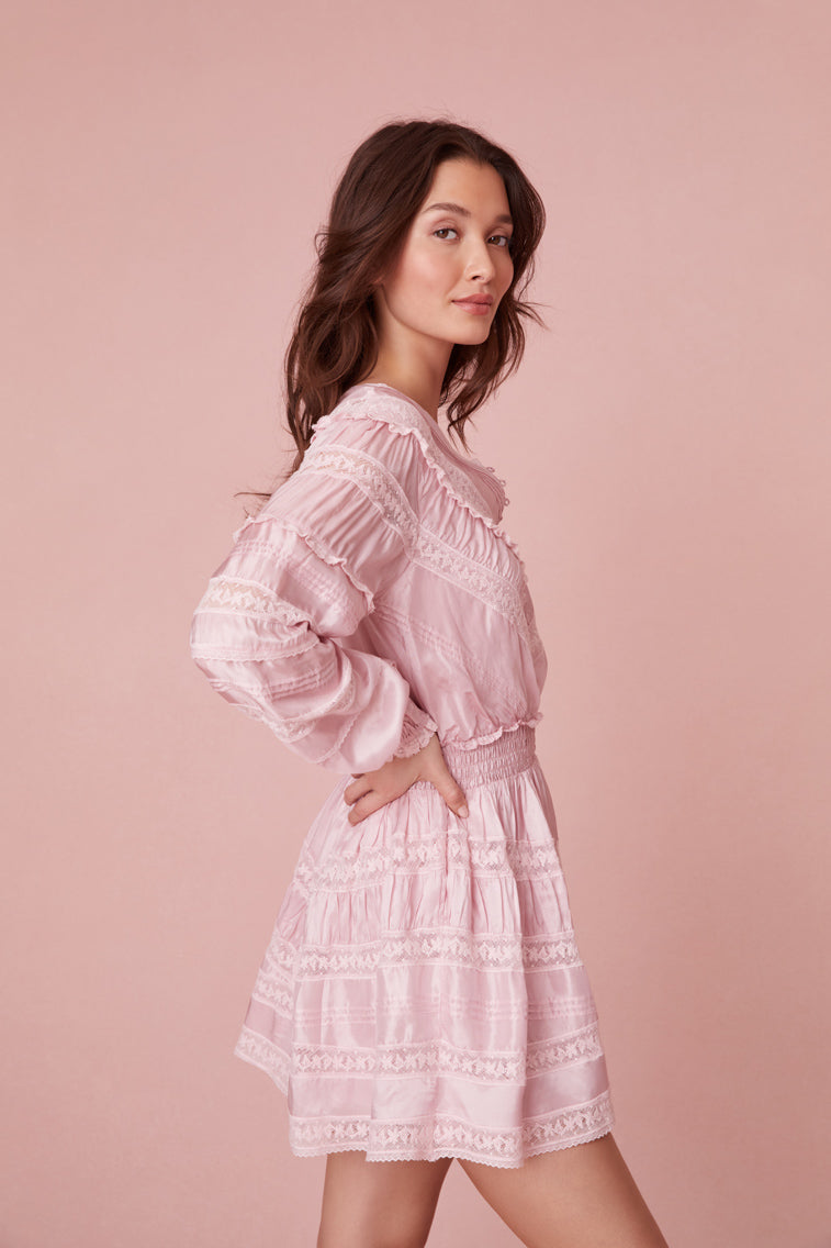 LoveShackFancy - Jones Victorian Lace Mini Dress - Light Lilac LoveShackFancy - Jones Victorian Lace Mini Dress - Light Lilac