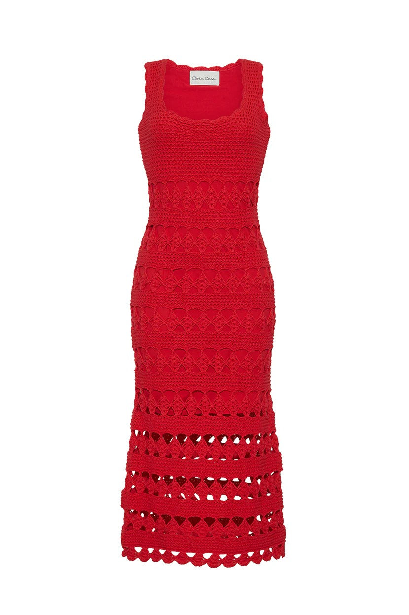 Cara Cara - Joan Dress - Red Crochet