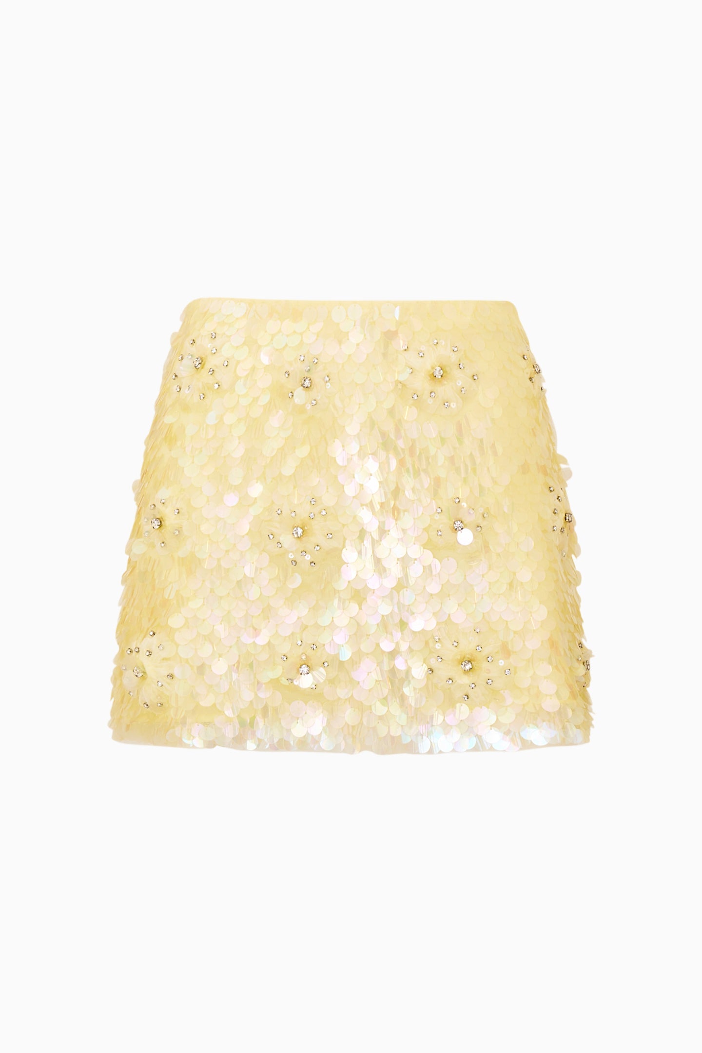 LoveShackFancy - Kailini Flower Sequin Mini Skirt - Palest Lemon