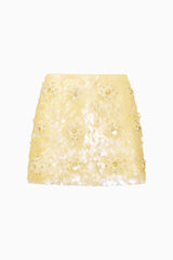 LoveShackFancy - Kailini Flower Sequin Mini Skirt - Palest Lemon