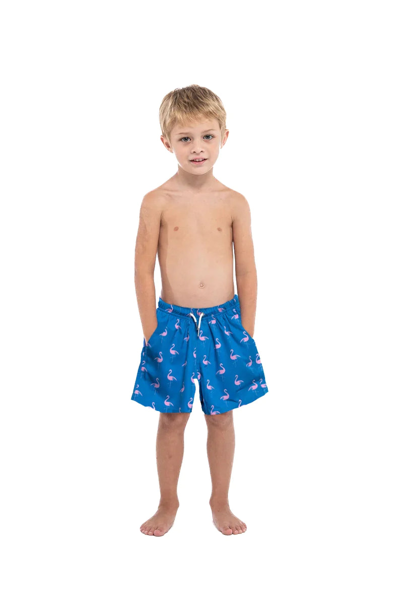 Crazy Flamingo Kids Swim Trunks