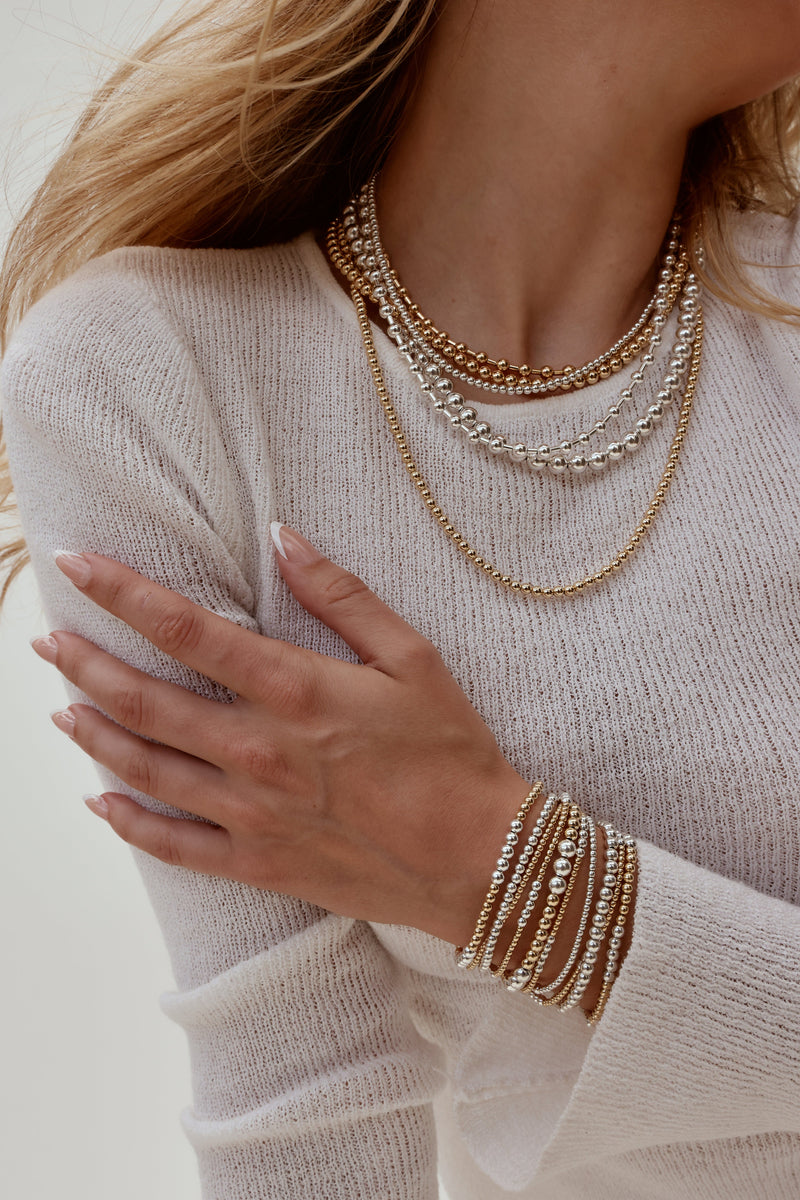 2MM Yellow Gold Filled Bracelet with 3MM Sterling Silver