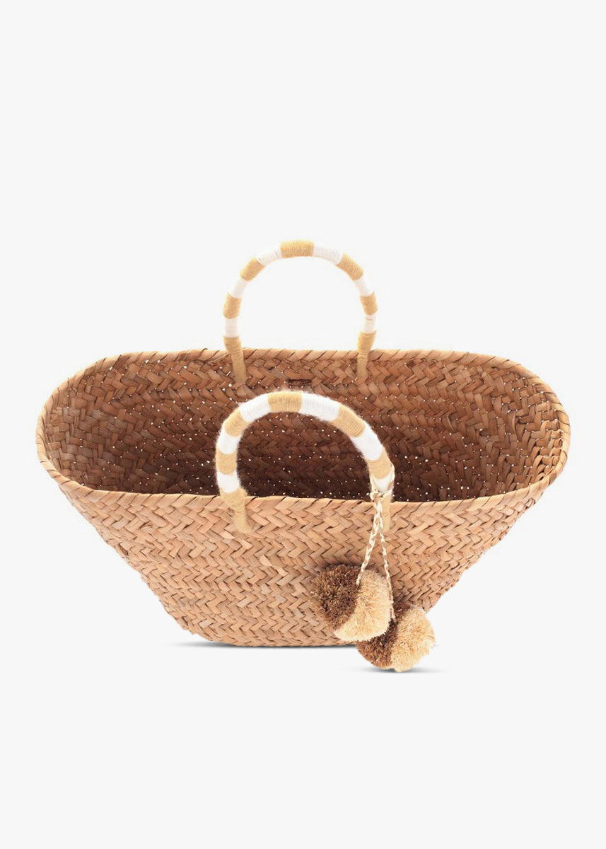 St Tropez Pom Pom Straw Tote