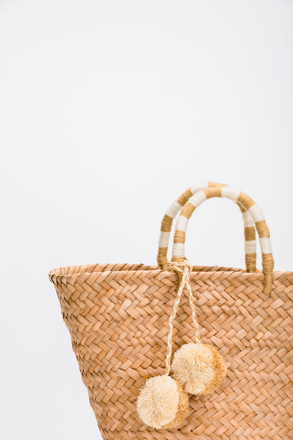 St Tropez Pom Pom Straw Tote