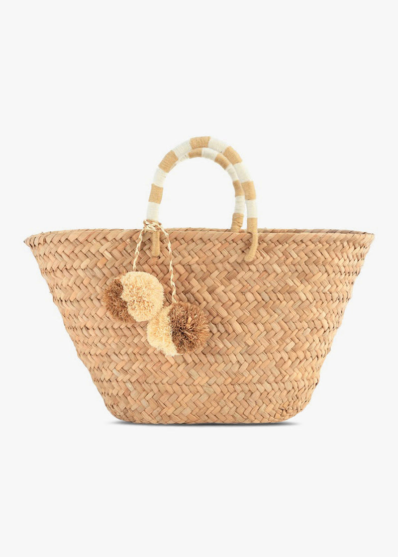 St Tropez Pom Pom Straw Tote