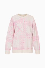 LoveShackFancy - Leila Heart Printed Fleece Pullover - Love Lace