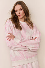 LoveShackFancy - Leila Heart Printed Fleece Pullover - Love Lace
