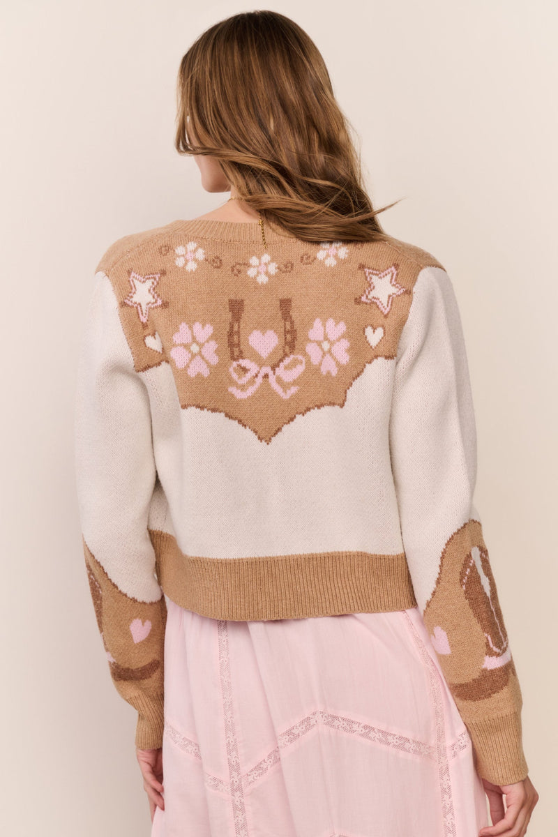 LoveShackFancy - Leyah Wool-Blend Saddle Up Cardigan - Prairie Sand