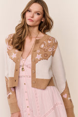 LoveShackFancy - Leyah Wool-Blend Saddle Up Cardigan - Prairie Sand