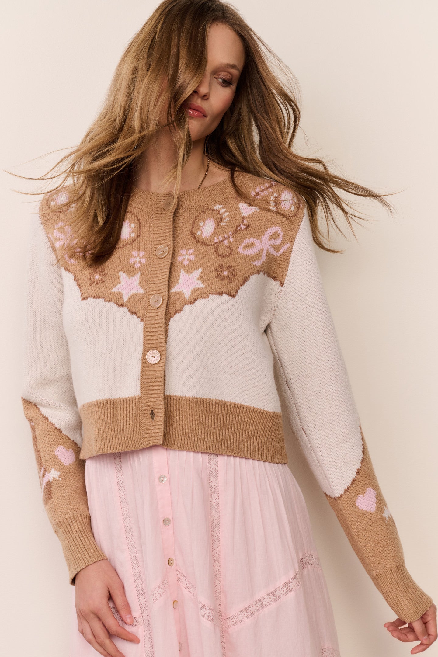 LoveShackFancy - Leyah Wool-Blend Saddle Up Cardigan - Prairie Sand