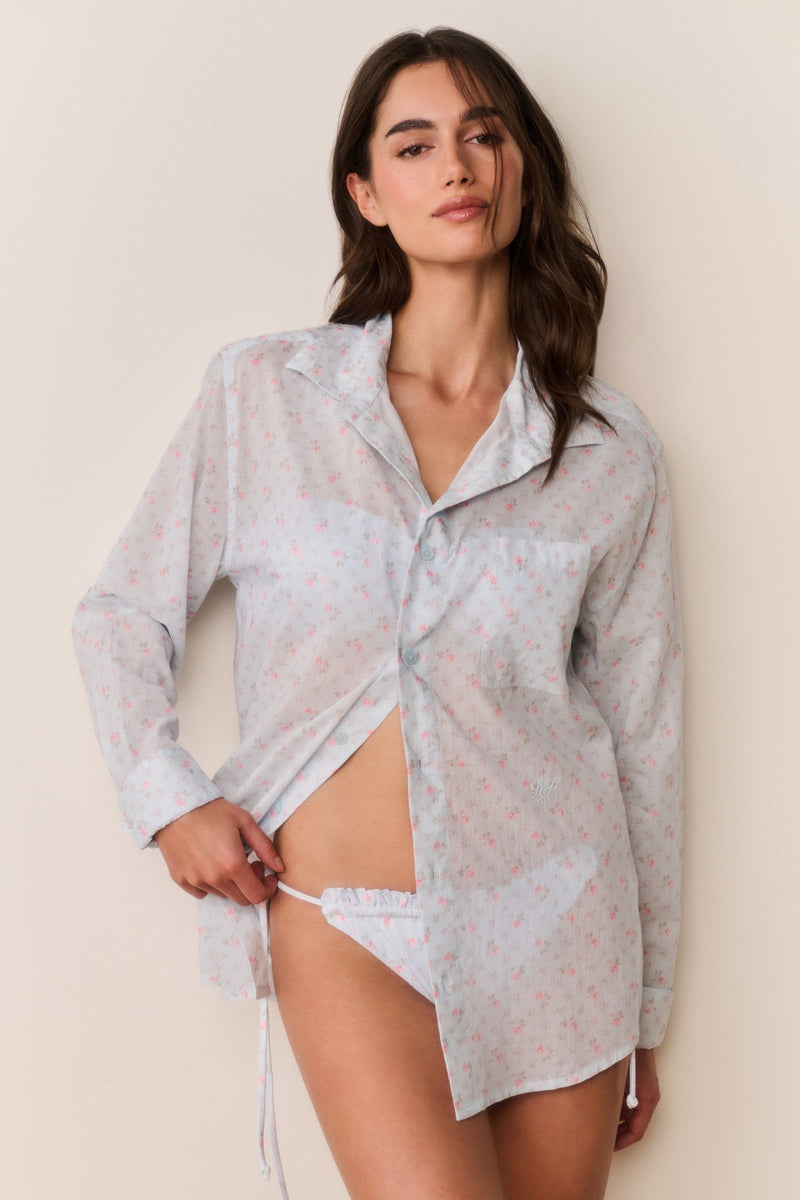 LoveShackFancy - Hudley Floral Cotton Unisex Shirt - Chapparal Blue