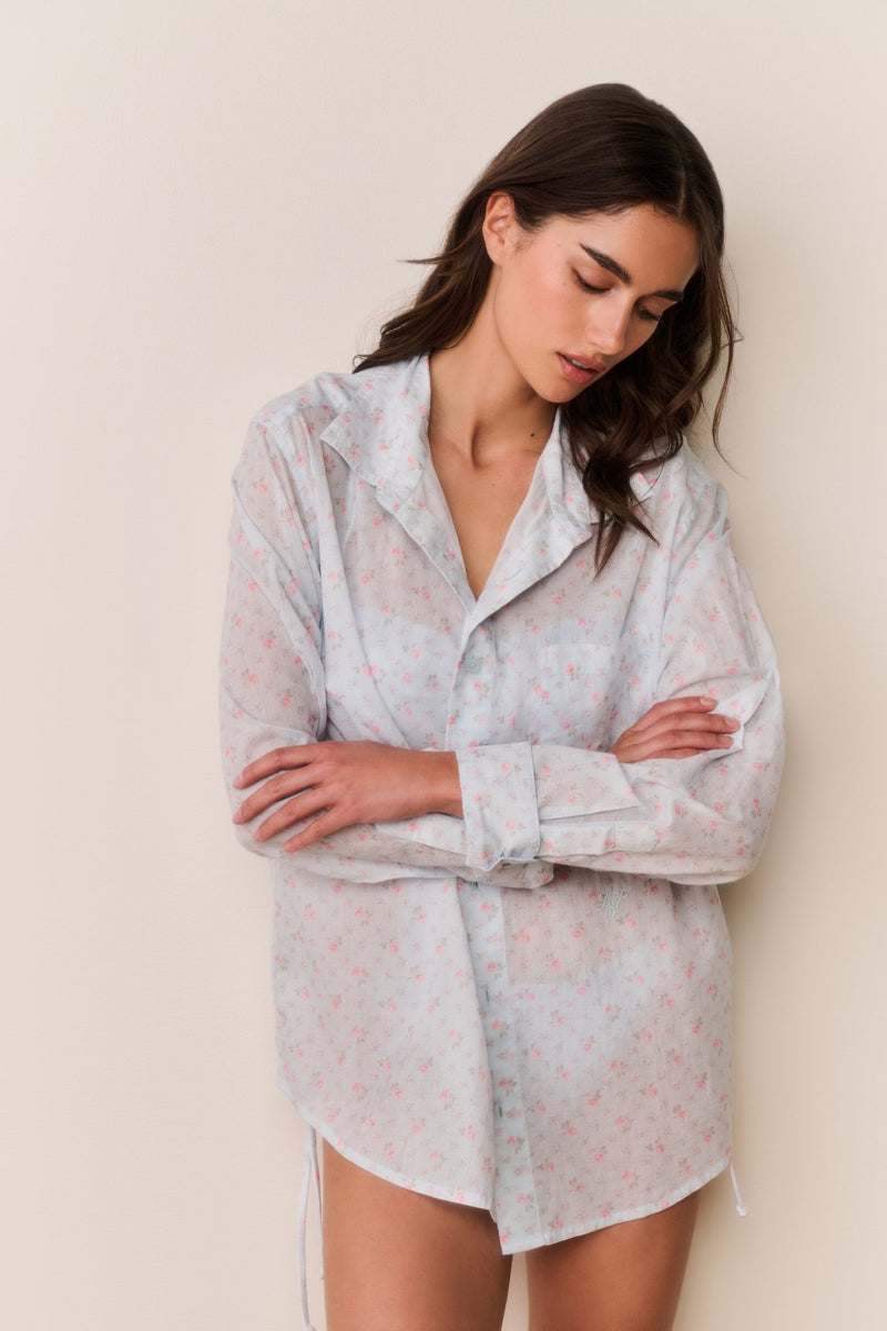 LoveShackFancy - Hudley Floral Cotton Unisex Shirt - Chapparal Blue