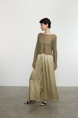 Enza Costa - Textured Satin Palazzo Pant - Celadon