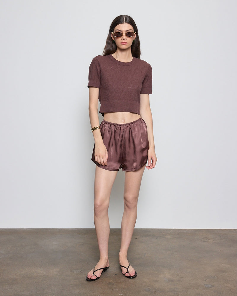 Linen Open Knit Cropped S/S