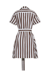 Cara Cara Lagos Dress in Brown Ivory Stripe - Back