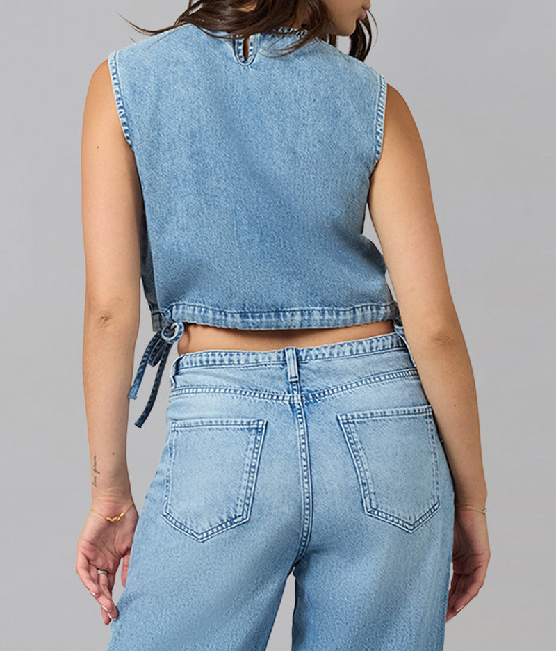 LOLA DENIM - Liel Cotton Twill Top - Daydream Wash