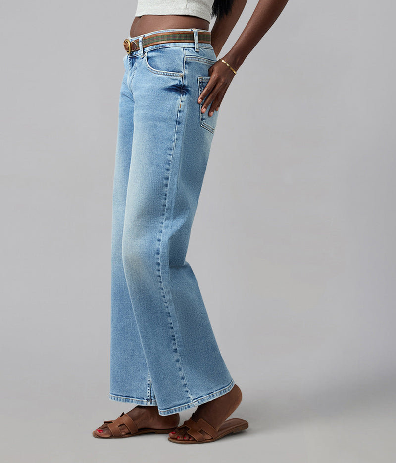 LOLA DENIM - Miro Mid Rise Comfort Straight Jeans 31" Inseam - Denim Dusk