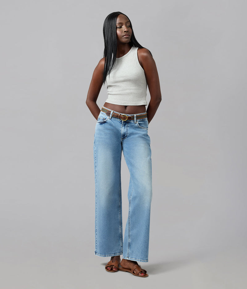 LOLA DENIM - Miro Mid Rise Comfort Straight Jeans 31" Inseam - Denim Dusk