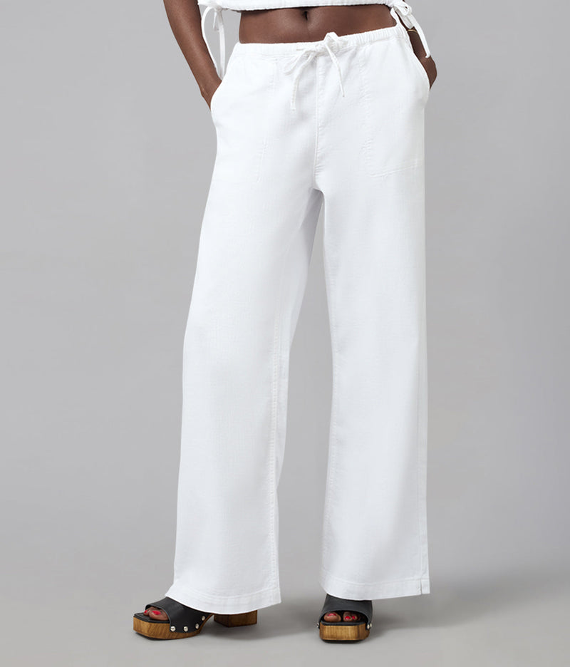 LOLA DENIM - Remy Mid Rise Cotton Twill Trouser - White