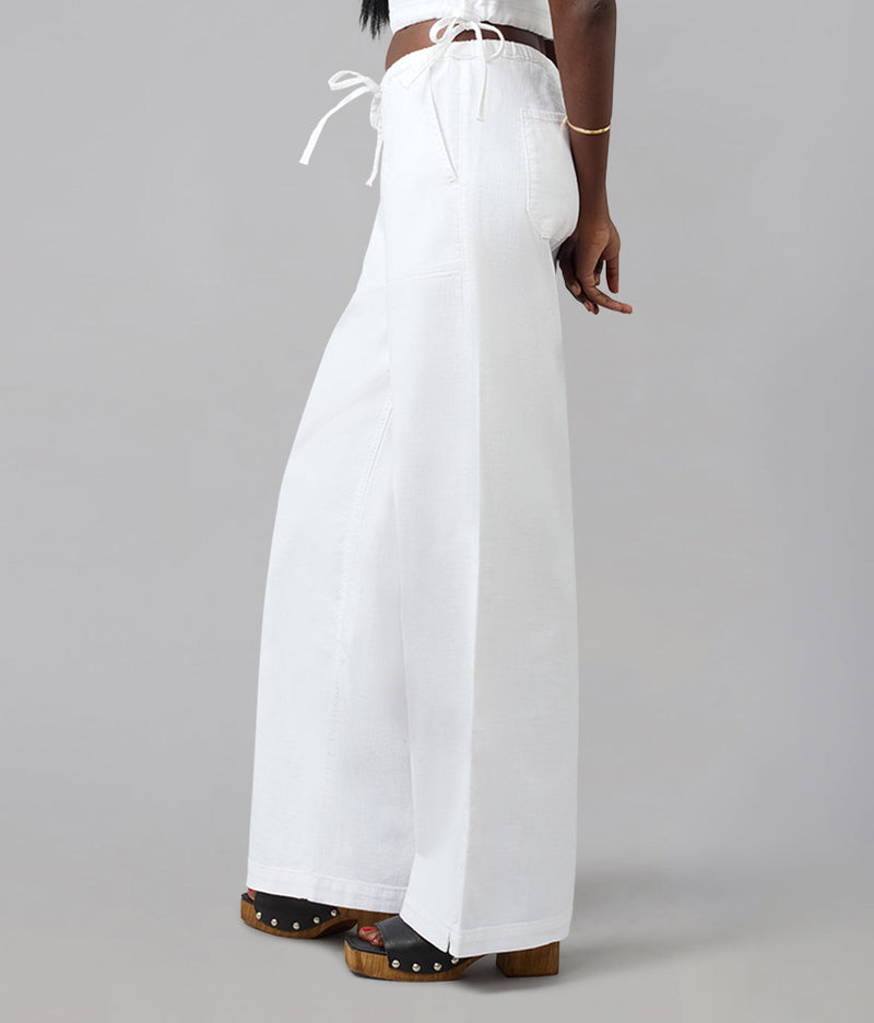 LOLA DENIM - Remy Mid Rise Cotton Twill Trouser - White