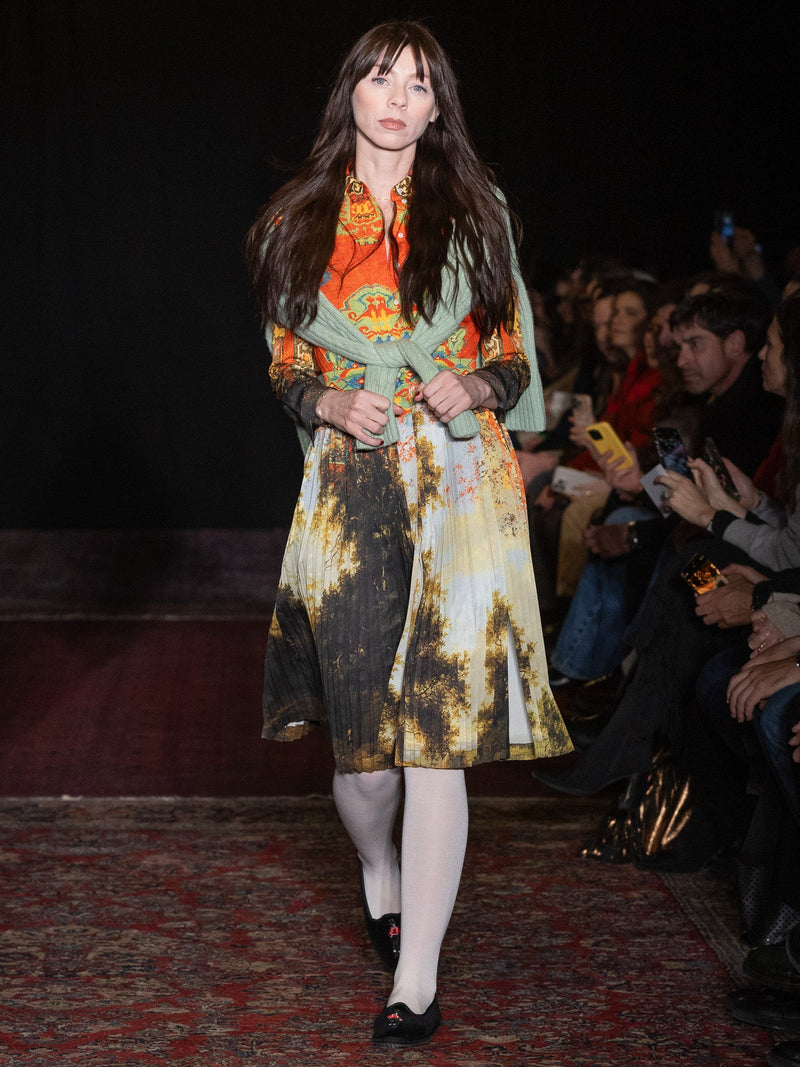 Lingua Franca - Molly Pleated Dress - Landscape Print