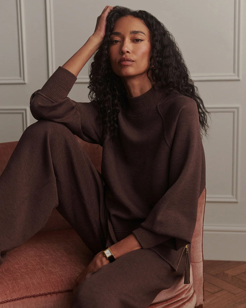 Loxley Raglan Boyfriend Sweat in Coffee Bean Marl