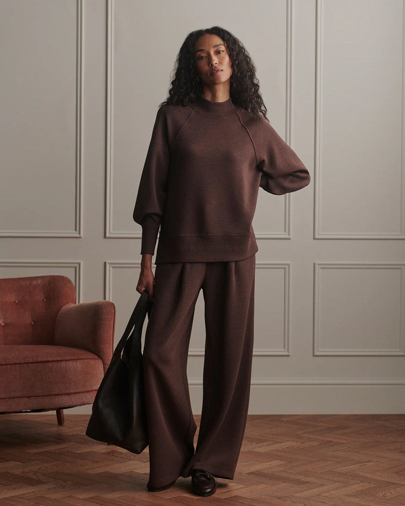 Loxley Raglan Boyfriend Sweat in Coffee Bean Marl view 3