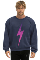 Bolt Fade Relaxed Crew Sweatshirt - Navy/ Pink/ Purple