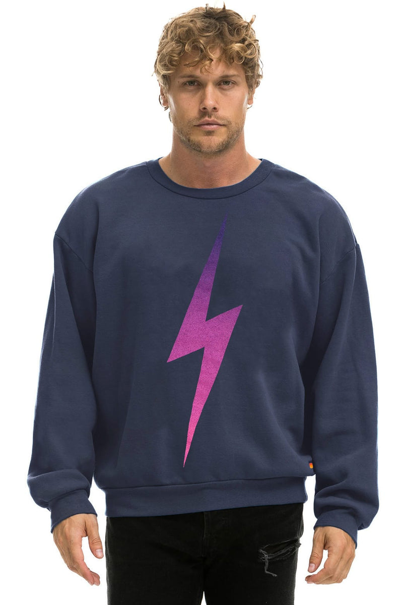 Bolt Fade Relaxed Crew Sweatshirt - Navy/ Pink/ Purple